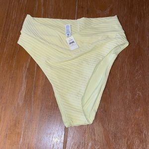 Aerie crossover high waisted bikini bottom. Pale yellow. Size: Large. Tags on.
